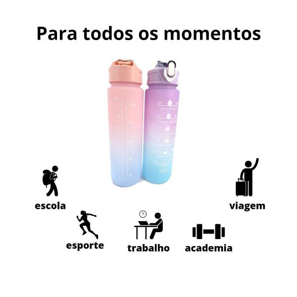 Imagem de Garrafa De Agua 1 Litro Com Frases Motivacionais Roxo/Verde