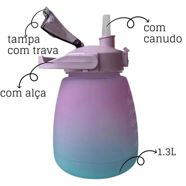 Imagem de Garrafa de Água 1,3L Tampa Antivazamento com Canudo em Diversas Cores