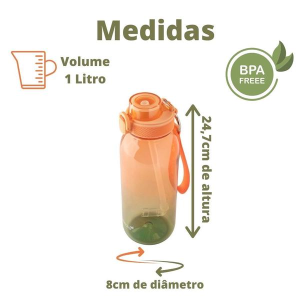 Imagem de Garrafa De Água 1L Squeeze Com Alça E Canudo Academia Sport