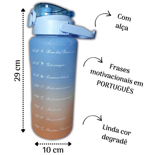 Imagem de Garrafa De Água 2 Litros Squeeze Degradê Academia Escola Com Adesivo 3D