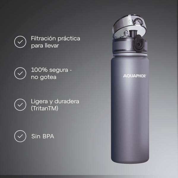 Garrafa de água AQUAPHOR City 500mL com filtro de carbono ativado Imagem de Garrafa de água AQUAPHOR City 500mL com filtro de carbono ativado