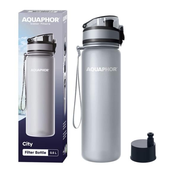 Garrafa de água AQUAPHOR City 500mL com filtro de carbono ativado Imagem de Garrafa de água AQUAPHOR City 500mL com filtro de carbono ativado