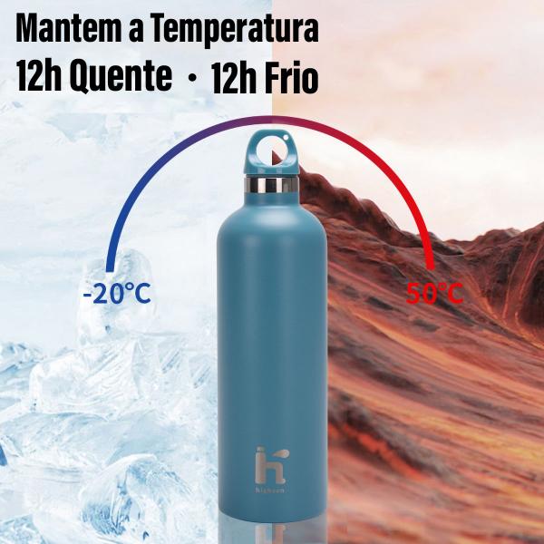 Imagem de Garrafa de Água Café Suco Térmica 1000ml Inox Parede Dupla A Vácuo Camping Academia Passeio Caminhada Portátil