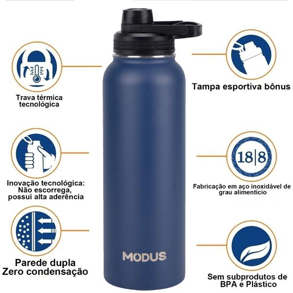 Imagem de Garrafa de Água Café Suco Térmica 1200ml Inox Parede Dupla A Vácuo Camping Academia Passeio Caminhada Portátil