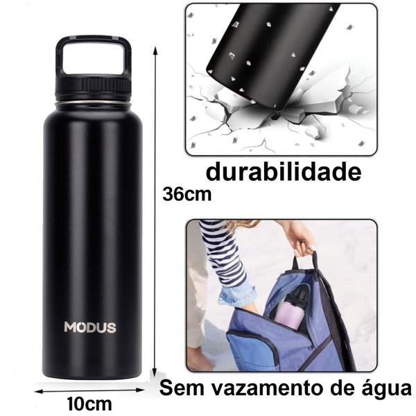 Imagem de Garrafa de Água Café Suco Térmica 1200ml Inox Parede Dupla A Vácuo Camping Academia Passeio Caminhada Portátil