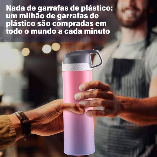 Imagem de Garrafa de Água Café Suco Térmica 550ml Inox Parede Dupla A Vácuo Camping Academia Passeio Caminhada Portátil