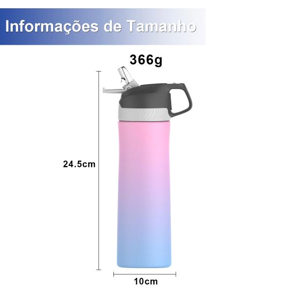 Imagem de Garrafa de Água Café Suco Térmica 550ml Inox Parede Dupla A Vácuo Camping Academia Passeio Caminhada Portátil