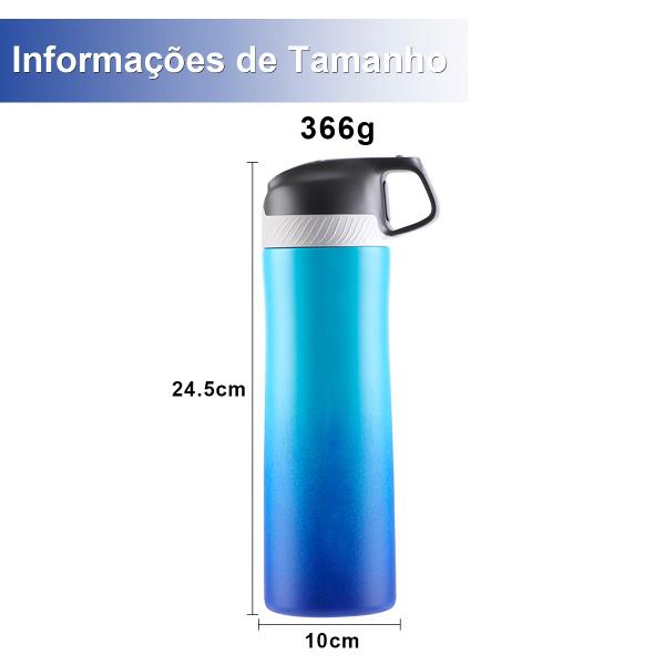 Imagem de Garrafa de Água Café Suco Térmica 550ml Inox Parede Dupla A Vácuo Camping Academia Passeio Caminhada Portátil