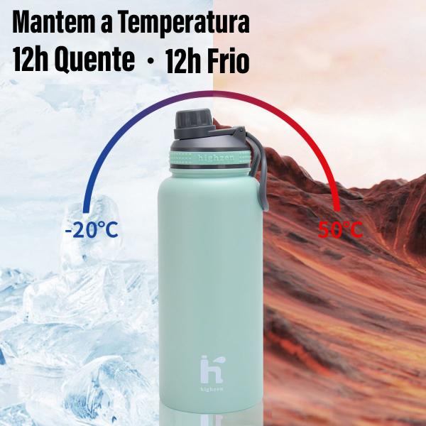 Imagem de Garrafa de Água Café Suco Térmica 950ml Inox Parede Dupla A Vácuo Camping Academia Passeio Caminhada Portátil