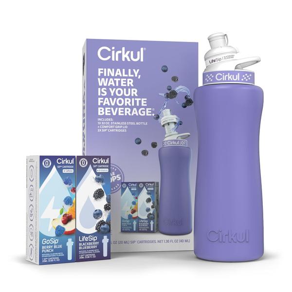 Imagem de Garrafa de água Cirkul Matte Periwinkle em aço inoxidável 950mL