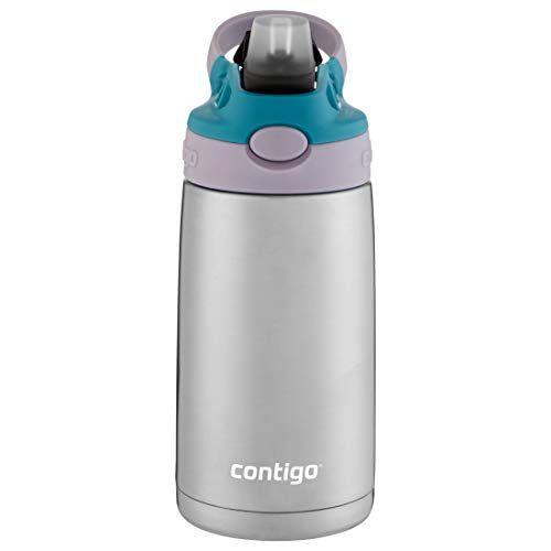 Imagem de Garrafa de água de aço inoxidável Contigo Kids com palha autospout redesenhada, 13 oz, Taro &amp Juniper