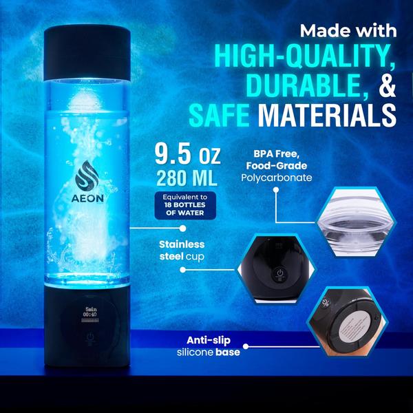 Imagem de Garrafa de Água de Hidrogênio Aeon Pure Hydrogen 280ml - com SPE e PEM