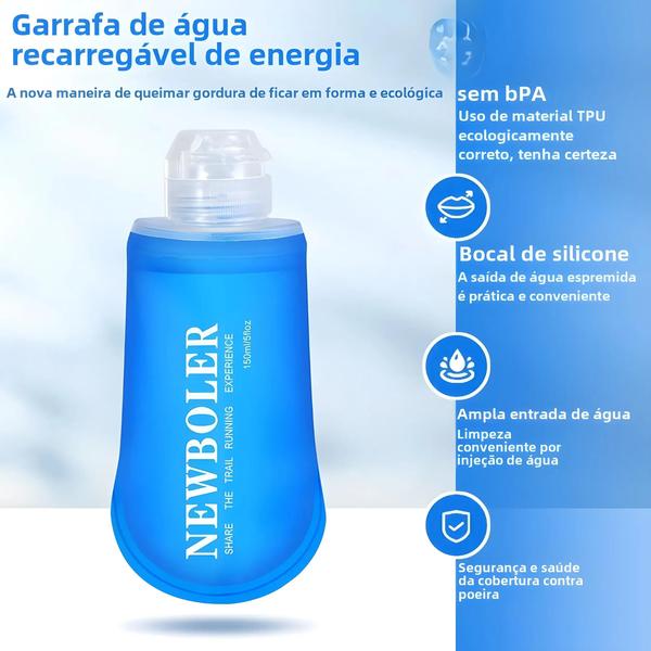 Imagem de Garrafa de Água de Silicone Dobrável - 150ml, 250ml e 500ml - Ideal para Esportes ao Ar Livre