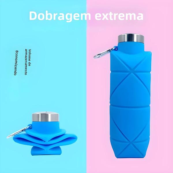 Imagem de Garrafa de Água de Silicone Dobrável 700ml - Portátil e à Prova de Vazamento - Ideal para Acampamento