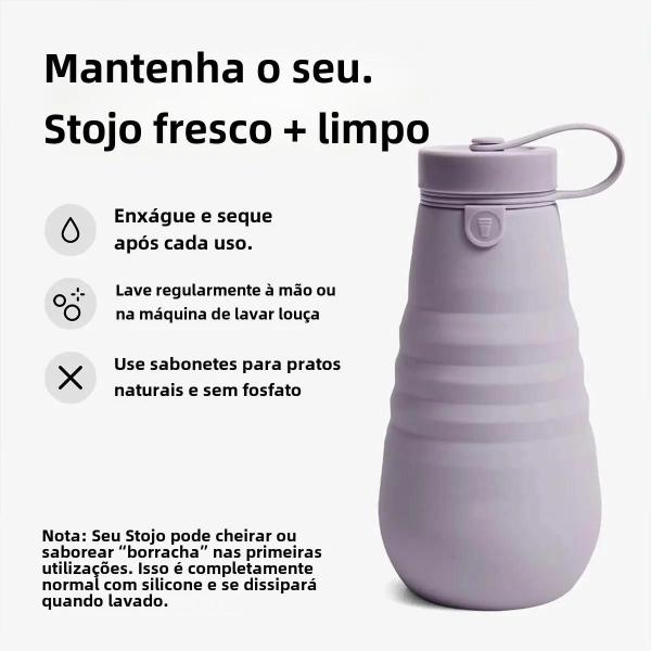 Imagem de Garrafa de Água Dobrável de Silicone Reutilizável - 592ml (20oz) - À Prova de Vazamento