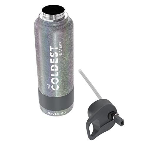 Imagem de Garrafa de água esportiva mais COLDEST - 40 oz (tampa de palha), à prova de vazamentos, aço inoxidável isolado a vácuo, frio quente, parede dupla, caneca térmica, cantina de metal (40 oz, brilho de poeira estelar)