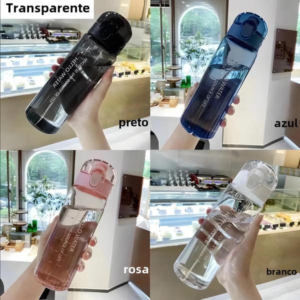 Imagem de Garrafa De Água Esportiva Transparente À Prova De Vazamento De 780ml Portátil Para Viagem De