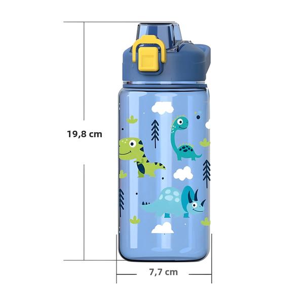 Imagem de Garrafa de Água Infantil 600ml com Canudo - Desenhos Animados - Antiqueda