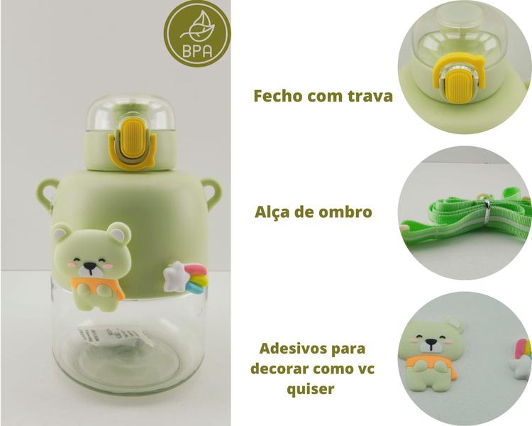 Imagem de Garrafa de Agua Infantil 720ml Com Adesivos Antivazamento