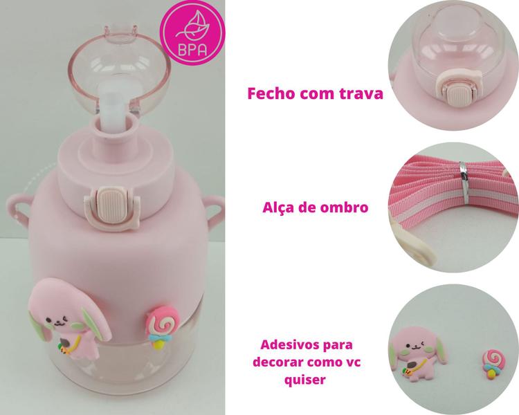 Imagem de Garrafa de Agua Infantil 720ml Com Adesivos Antivazamento