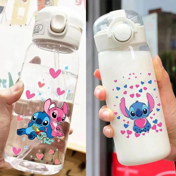 Imagem de Garrafa de Água Infantil Lilo & Stitch - 600/400ml - Portátil e Anti-Gota