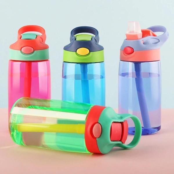 Imagem de Garrafa de Água Infantil Portátil 480ml - Com Palha para Esportes e Viagens