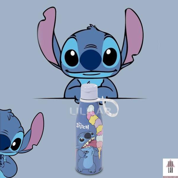 Imagem de Garrafa de Água Lilo Stitch Tampa Abre Fácil e Alça 530ml