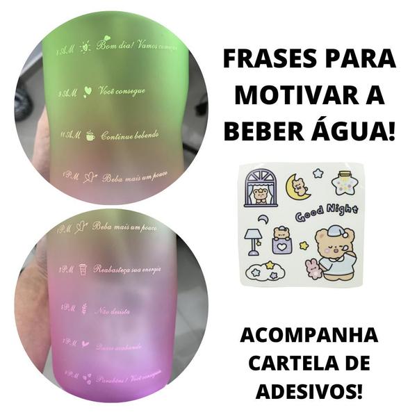 Imagem de Garrafa de Água Motivacional Squeeze 2L Multicolor C/ Adesivos