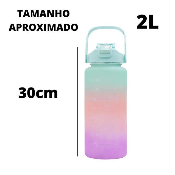 Imagem de Garrafa de Água Motivacional Squeeze 2L Multicolor C/ Adesivos