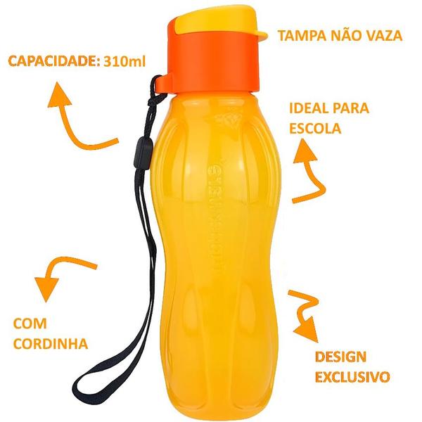 Imagem de Garrafa de Água Original Tupperware Eco Tupper 310ml Criança Infantil Escola Garrafinha Pequena Tapoer Laranja