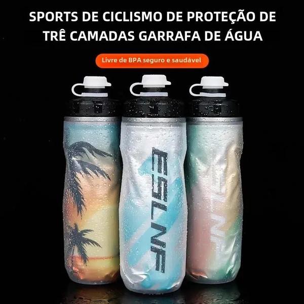 Imagem de Garrafa de Água para Bicicleta 600ml - Leve, com Isolamento Térmico para Esportes