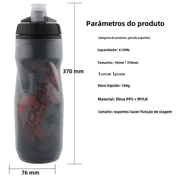 Imagem de Garrafa de Água para Bicicleta Bolany 600ml - Isolamento Térmico - Ideal para Esportes