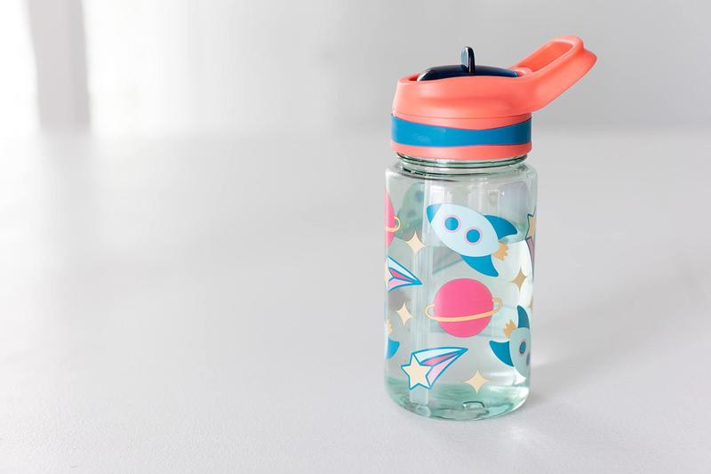 Imagem de Garrafa de água Pearhead Outer Space Kids 480 ml com canudo