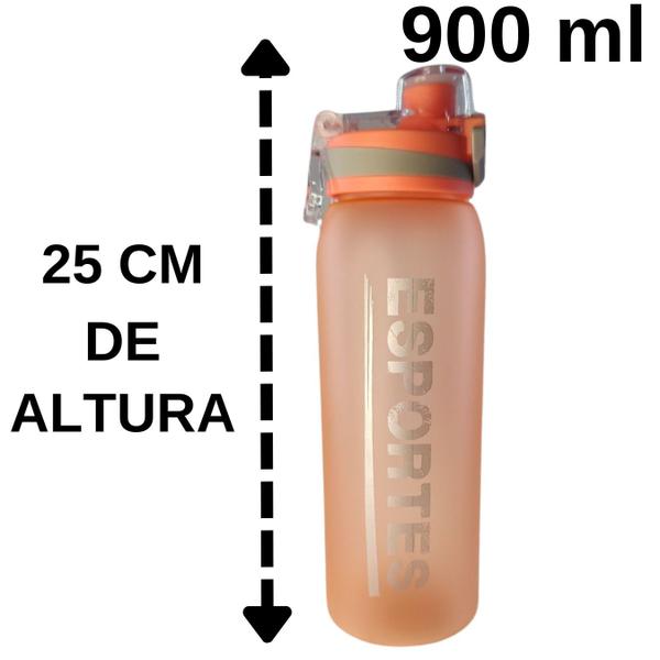 Imagem de Garrafa de Agua Plastica 900ml Academia Colorida Cor:Laranja