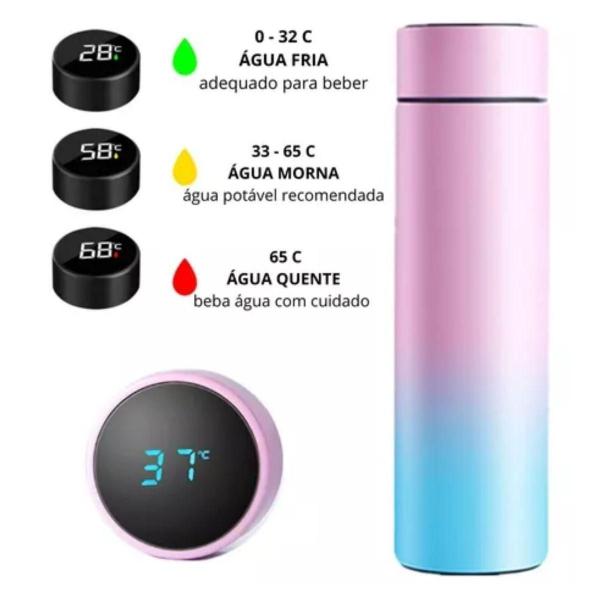 Imagem de Garrafa De Agua Sensor Digital Multicolor Portátil 500Ml