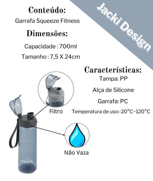 Imagem de Garrafa de Água Squeeze Plastico 700ml Academia Caminhada Cor: Cinza