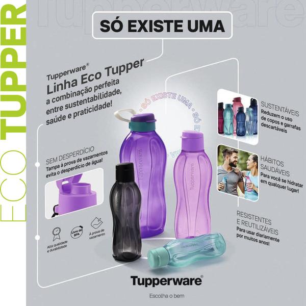 Imagem de Garrafa de água Tupperware  Eco Tupper Plus  310 ml ideal para mochila não vaza