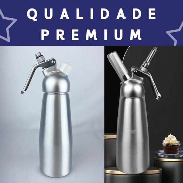 Imagem de Garrafa De Chantilly Sifão Profissional De Aluminio -500ml - 3 Bicos - Nybc