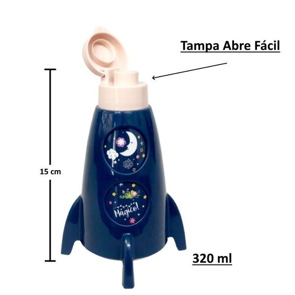 Imagem de Garrafa de Foguete Infantil 320ml de Unicórnio Meninas Plasútil