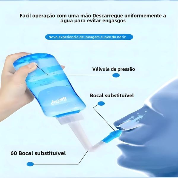 Imagem de Garrafa de Lavagem Nasal 300ml - Para Adultos e Crianças - Alívio para Rinite e Cavidade Nasal