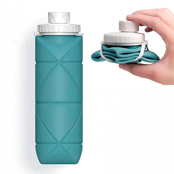 Imagem de Garrafa De Silicone 600Ml Dobrável Ideal Para Viagens