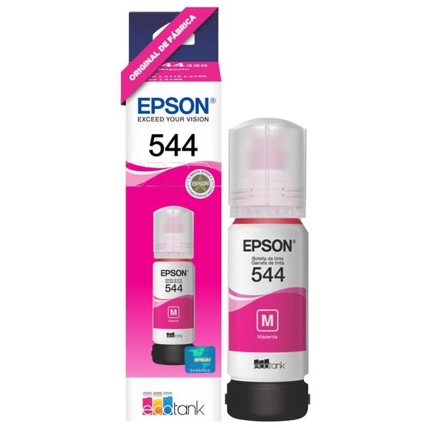 Imagem de Garrafa de Tinta Epson EcoTank T544320 Magenta - Original L1110 L3110 L3150 L3160 L3210 L3250 L3260 L5190 L5290 T544320