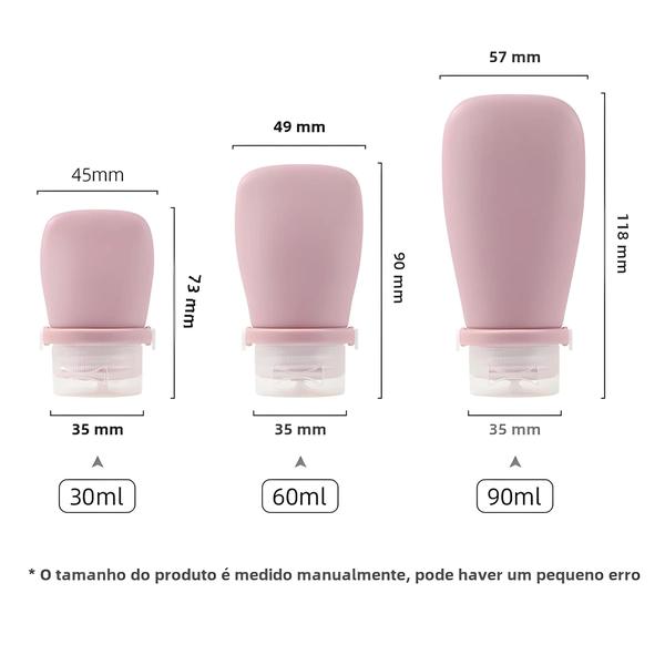 Imagem de Garrafa De Viagem De Silicone Portátil 30/60/90ml À Prova De Vazamento Recarregável Loção Shampoo