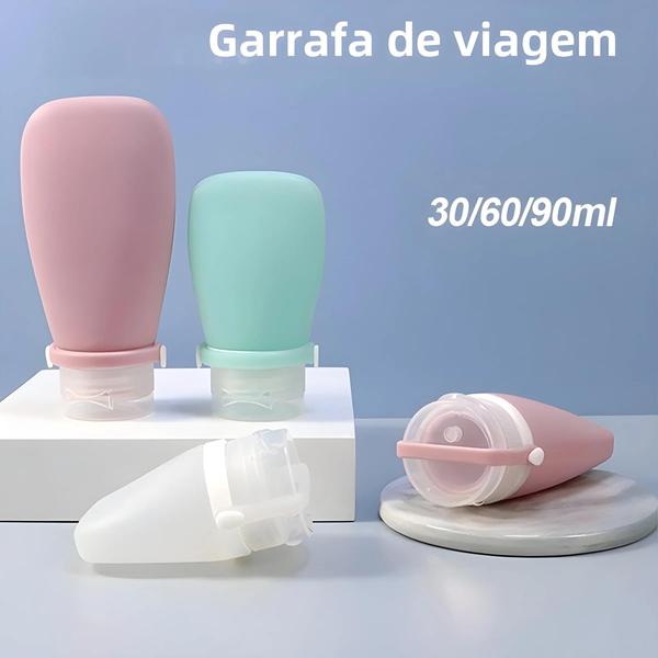 Imagem de Garrafa De Viagem De Silicone Portátil 30/60/90ml À Prova De Vazamento Recarregável Loção Shampoo