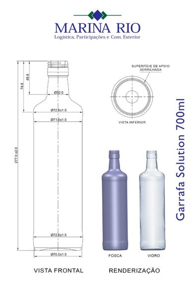 Imagem de Garrafa de Vidro 700 ml para Cachaça - Caixa com 24 unidades