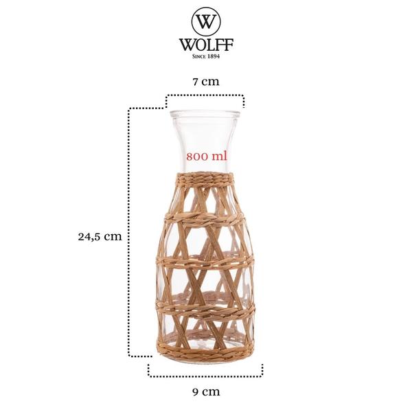 Imagem de Garrafa De Vidro Com Sisal Para Servir Suco Água 800ml Resistente Sem Tampa