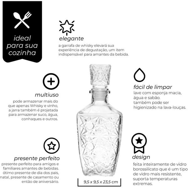 Imagem de Garrafa De Vidro Licoreira Uísque Cachaça 800ml - Mimo Style