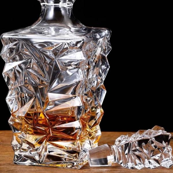 Imagem de Garrafa Decanter Vidro Whisky Licor 800Ml +6 Copos Superluxo