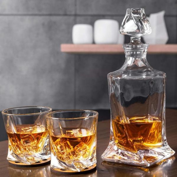 Imagem de Garrafa Decanter Whisky Vidro Licor 750ml + 6 Copos Superluxo