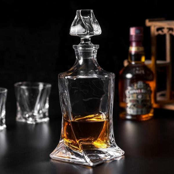 Imagem de Garrafa Decanter Whisky Vidro Licor 750Ml + 6 Copos